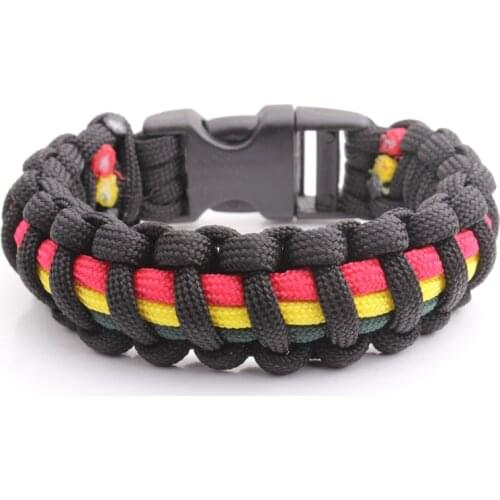 Outdoor Camping Hiking Survival Bracelet Kits Paracord Cord Wristbands Emergency Rope Gear