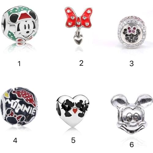 2021Newst European Beads Mouse And Minnie Beads Fit Original Pando Charms Alloy Bracelet DIY Women Jewly