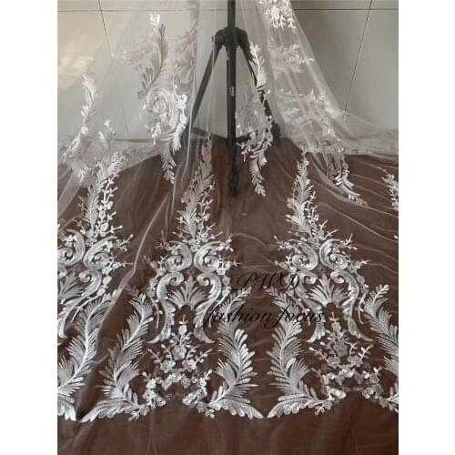 New arrival white Lace Fabric chantilly embroidery African Lace Fabric for wedding dress lace fabric