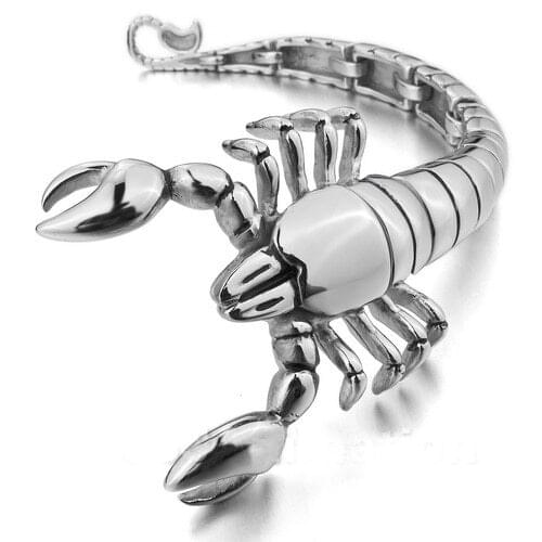 Wholesale\Retail! 23.5cm*50mm 97g Stainless Steel Silver color Scorpion Bracelet Bangle Cuff For Men, Lowest Price Best Quality