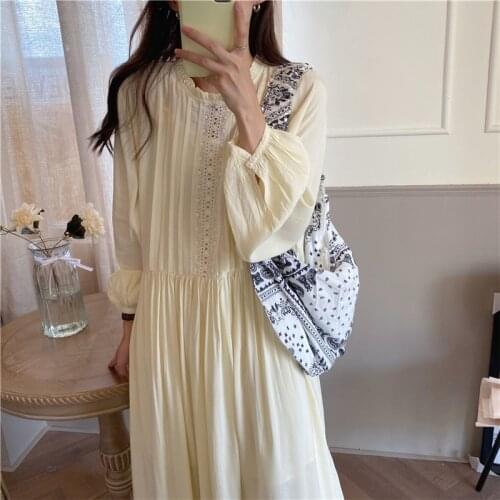 Alien Kitty Hot Sweet Stylish Gentle Loose Solid Vestidoes Comfortable Long Sleeves Lace 2020 Hot Early Elegant Autumn Dresses