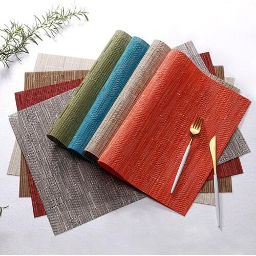 Braided Bamboo Pattern PVC Placemat Non slip Anti Scalding Insulation Hotel Restaurant School Dining Table Mat