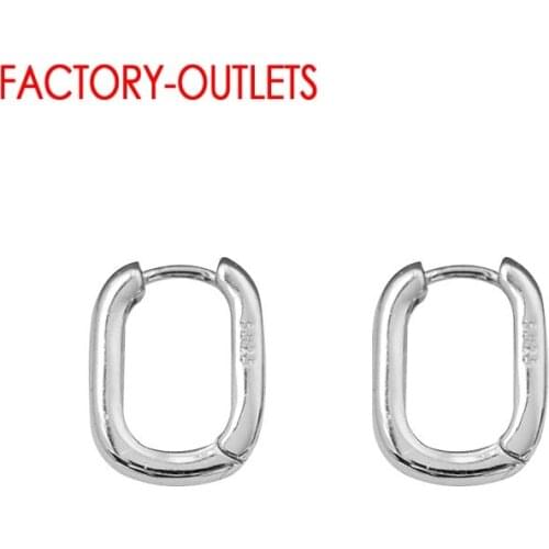 Authentic 925 Sterling Silver Geometric Elements Square Design Hoop Earrings For Women Luxury Brand Bijoux Birthday Gifts