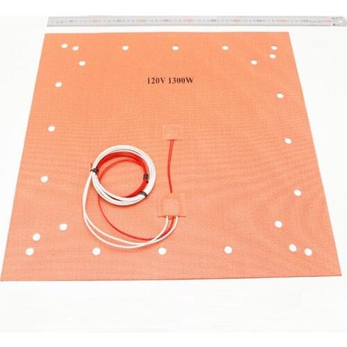 508x508mm(20" x 20") Silicone Heater Pad for Creality CR-10 S5 3D Printer Bed w/Screw Holes, Adhesive Backing & Sensor