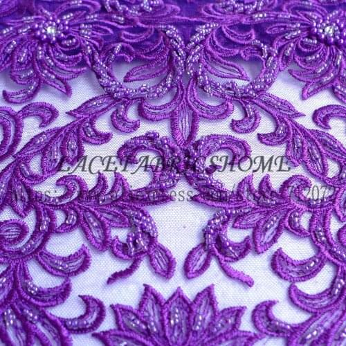 La Belleza Super heavy beaded off white and other 9 colours wedding dress lace fabric 51'' width