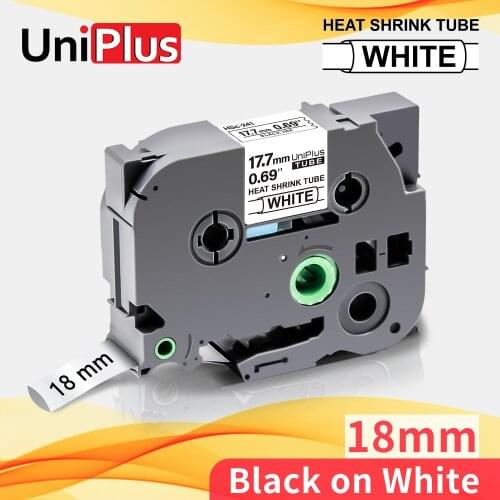 UniPlus 18mm tze Tape Heat Shrink Tube Label Tape HSe241 hse Industrial Wire Cable Ribbon Compatible Brother P Touch Label Maker