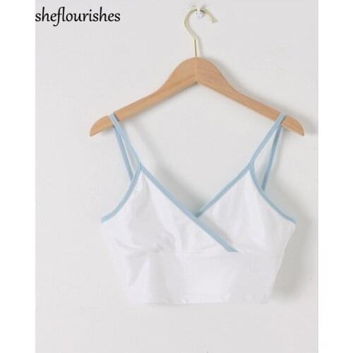 Sexy crop top summer corset tops women 2021 patchwork top sleeveless cross v neck camisole korean spaghetti strap top white navy