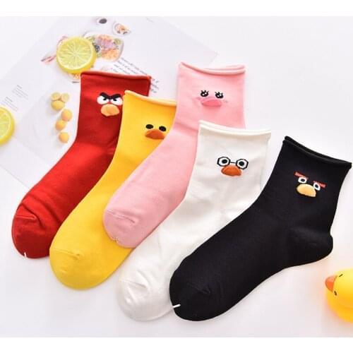 Women Socks Autumn Winter New Cotton Socks Cartoon Animal Bird Duck Creative Personality Trend Harajuku Socks funny socks