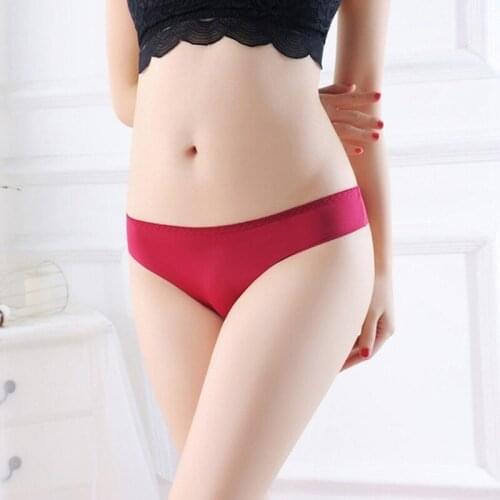 Womens Panties Sexy Ice Silk Low-waisted Beauty Hip Sports Fitness Panties Women