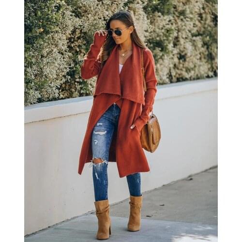 Women Long Sweater Cardigan Knitwear Turn-Down Collar Winter Women Coat Female Bohemian Holiday Oversized Cardigans