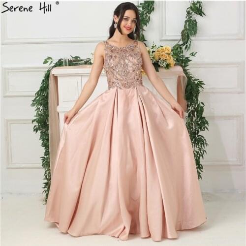 2020 New Design Sheer Crystal Evening Dresses Floor Length Party Gowns Robe De Soiree Long Prom Dress Serenehill BLA6686