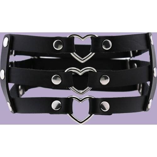 Sexy Woman Erotic Suspenders Heart-shaped Leather Leg Garter Body Strap Harness Belt Punk Goth Body Waist Bondage Sex Lingerie