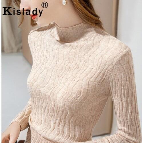 Winter Temperament OL Turtleneck Solid Shirts Korean Harajuku Plus Size Knitted Shirts Sexy High Street Patchwork Goth Clothes