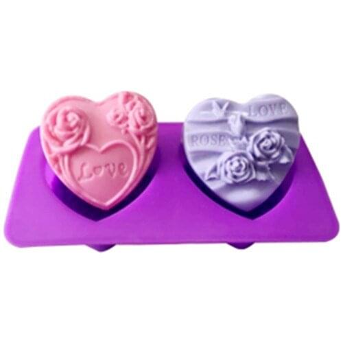 1pcs Two-Holes Roses Sea Wave (xj585) Silicone Handmade Soap/Cake Mold Crafts DIY Mold