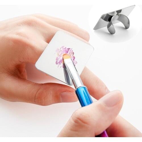 1Pcs Stainless Ring Palette Nail Art Display Palette Mixing Acrylic UV Gel Polish Painting Drawing Color Palette Manicure Tools