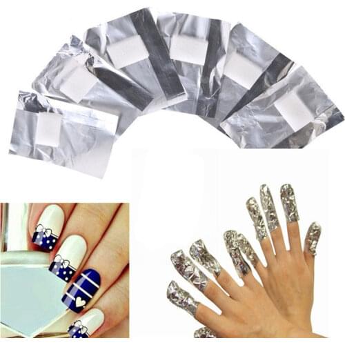 100Pcs Aluminium Foil Remover Wraps Acetone Nail Art Soak Off Acrylic Gel Nail Polish Removal Bag Packing Gel Polish Remover