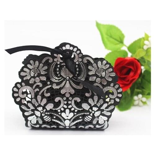 Free Shipping 100 X Black Laser Cut Wedding Candy Box Gift Boxes Wedding Party Favors Supply