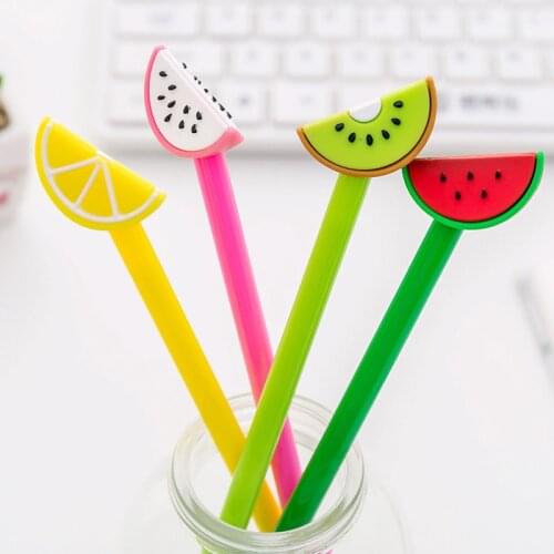 24 PCs Creative Cute Cartoon Fruit Signature Needle Neutral Student Writing Pen Stationery with Black Pen Kawaii School Supplies