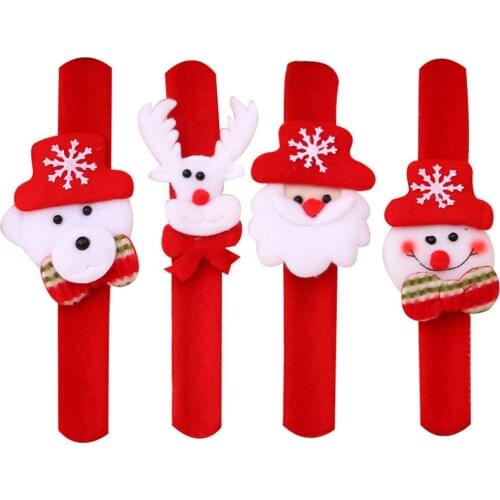 4pcs Christmas Wristband Bracelet Slap Wrist Bands For Christmas Xmas Party Event Festival Decor Children Kids Gift Supply