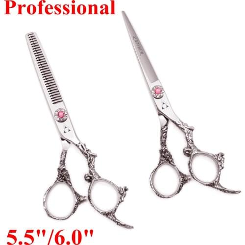5.5 6.0 Hair Scissors Professional High Quality Barber Scissors Thinning Hairdressing Scissors Cutting Shears Haircut 440C 9005