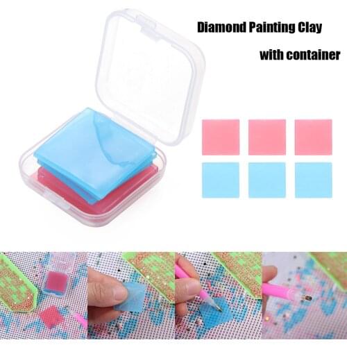 6pcs Diamond Painting Clay Drilling Mud With Storage Box Embroidery Cross Stitch Diamond Painting Storage Container Nail Tools