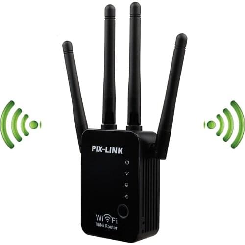300Mbps PIXLINK WR16 Wireless Router WiFi Range Extender Booster Wi-Fi Repeater AP WPS Network Signal 4 Antennas Easy Setup