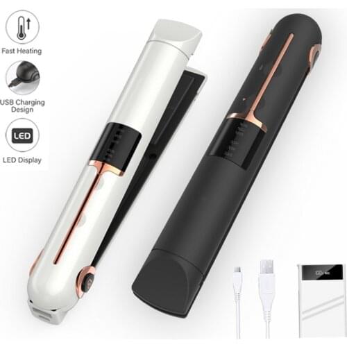 Wireless Hair Straightener USB Hair Iron Flat 2-in-1 Ceramic Comb Hair Curler Portable Travel Temperature Adjustment Curling