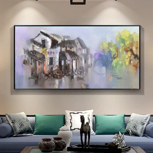 Unframed Canvas Printings Chinese Landscape Oil Painting Modern Home Decor Wall Art Picture Poster Paintings