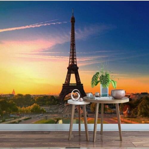 Dusk Blue Sky Eiffel Tower Large Mural Wallpaper Living Room Bedroom Hallway Photo Wallpaper Wall Decor Wall Papers Painting