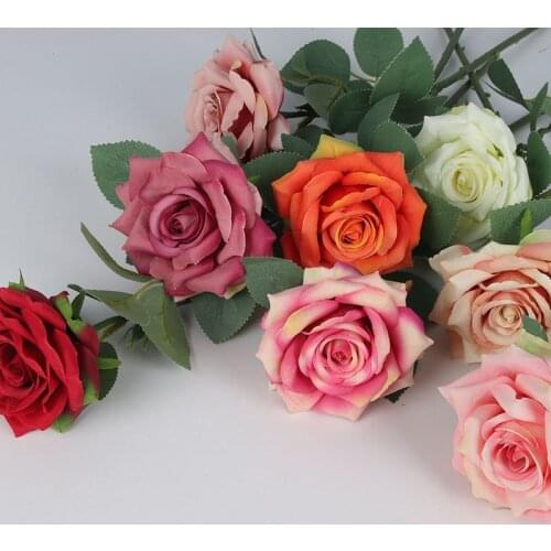 9 Heads Artificial Rose Flowers Silk Fake Flower Bouquet Home Party Wedding Decoration DIY Bride Colorful Gradient