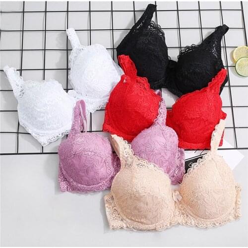 Women Lace Bra Plus Size 36-42D cup Bra Push Up Brassiere Bowknot Padded Underwire Lift Up Sexy Bra Female Intimates Clothing