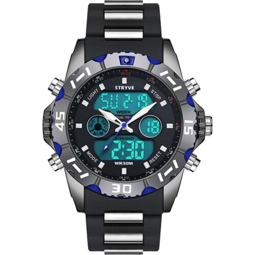 New designer watches mens Brand stryve Waterproof Sport Watch Men Analog Digital LED Watches Dual Time Clock Relogio Masculino