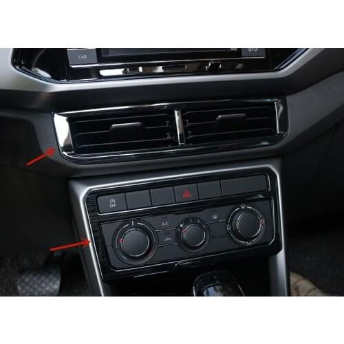 For Volkswagen T-CROSS 2018-2020 stainless steel/ABS Chrome Air conditioning switch Air outlet Decorative frame car accessories