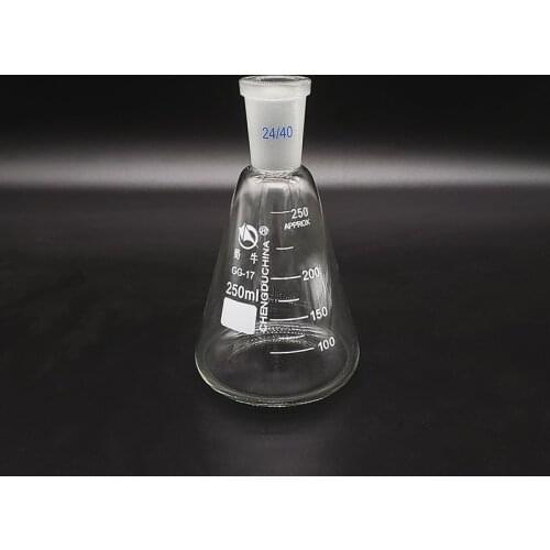 Conical flask with standard ground-in mouth,Capacity 250ml,joint 24/40,Erlenmeyer flask with standard ground mouth