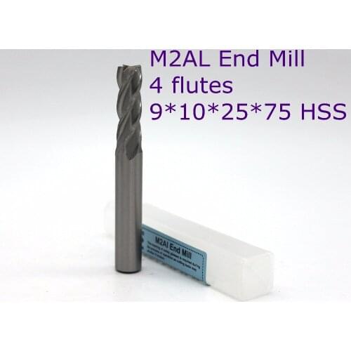 Router bit 10 pcs of 9*10*25*75 with 4 Flute HSS M2AL end mill for CNC milling machine tools mills cutter