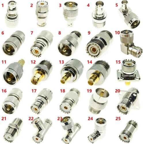 1Pcs UHF SO-239 PL-259 TO BNC N SMA UHF SO239 PL259 male female RF Connector Adapter Test Converter