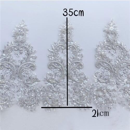 1Piece Shining Sequins Lace Fabric Bling Bling French Laces Applique High Quality Lace Patch For Dress