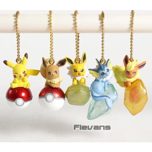 Twinkle Dolly Pokemon Pikachu Eevee Vaporeon Flareon Jolteon Mini PVC Figures Pendants Toys Dolls 5pcs/set