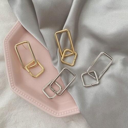 GSOLD Minimalist Geometric Rectangle Square Hollow Metal Earring Gold Silver Color Copper Earring Women Fashion Trends Jewelry