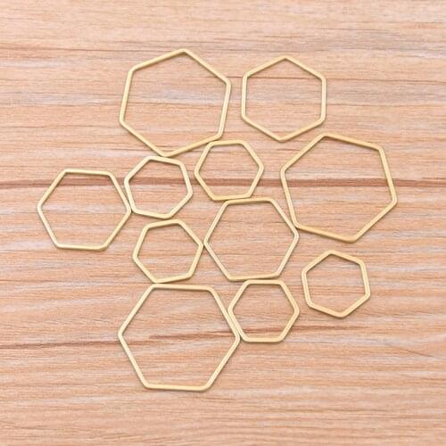 10pcs 3 Size Polygon Charm Gold Stainless Steel Pendant Open Bezels Hollow Pressed Resin Frame Mold Bezel DIY Jewelry Making