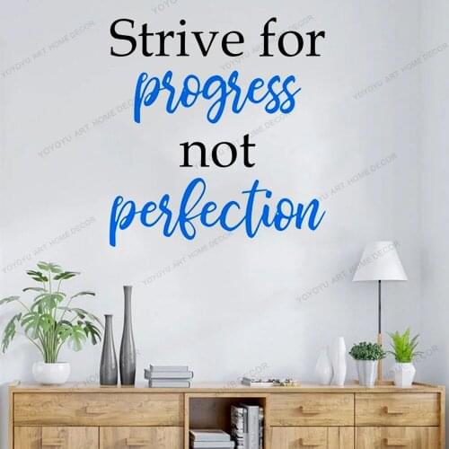 Motivational Gym wall decal for progress not perfection Classroom Office decal Progress over perfection Quote wall Sticker WQ122