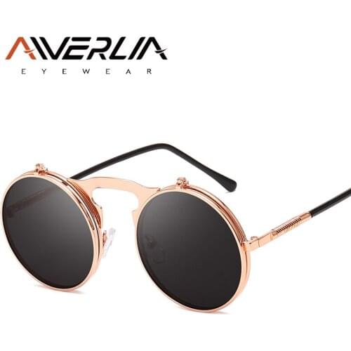 AIVERLIA Steampunk Glasses for Man Vintage Steampunk Sunglasses Men Retro Women Sunglasses Brand Design Round Metal Frame AI59