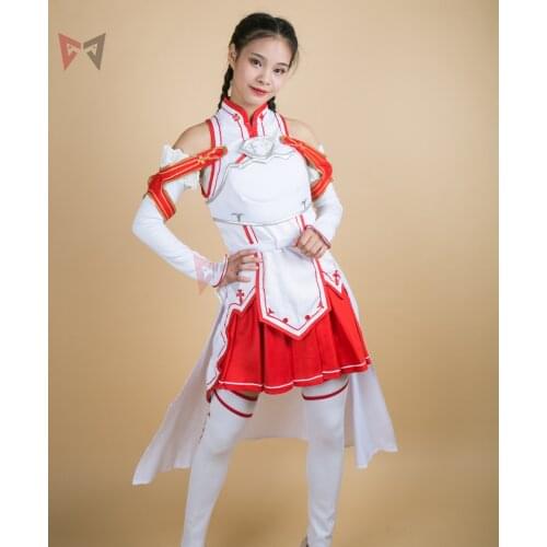 New Sword art online Yuuki Asuna Cosplay costume shirt skirt belt leggings Halloween set for girl women
