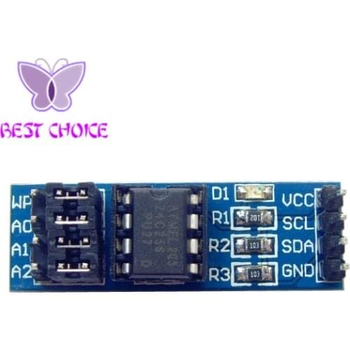 New AT24C256 I2C IIC Lnterface EEPROM Memory Module 8P Chip Power Supply Indicator Pull Up Resistor Direct Jumper Setting