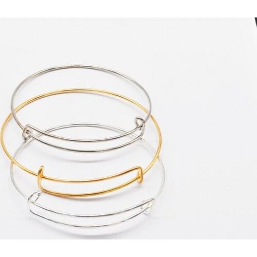 New Girls Adjustable Simple Iron Wire Bangles Men Women Gold Color Metal Bracelet Female Jewelry Party Friends Gift