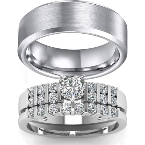 Stainless Steel Rhinestone Couple Ring Valentines Day Gift New Fashion Jewelry Engagement Jewelries Best Choice