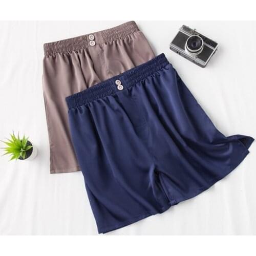 Пижама mens large size loose rayon shorts casual thin section breathable home mens shorts navy blue underwear men new 2020