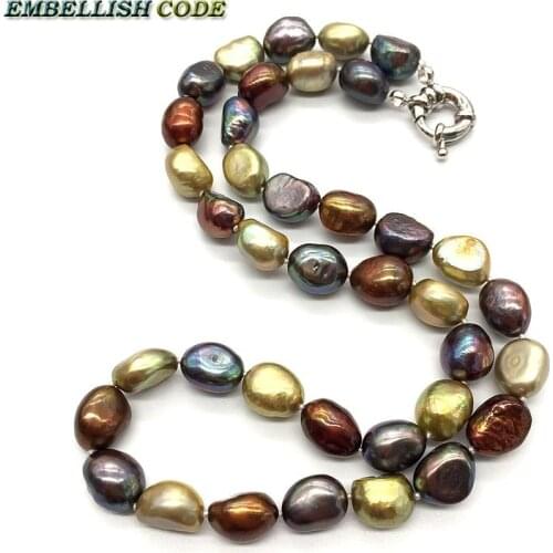 Selling well Stunning Hong Kong color pearls baroque Irregular real natural freshwater pearl necklace Colourful for girl women