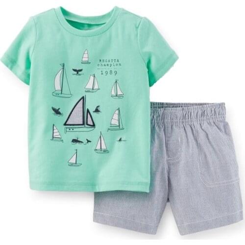 Regatta Champion Baby Boy Clothes Suit Summer T-Shirts Shorts Pants 2-Pieces Sets Sailboat Outfits Cotton Sets Tops Jumpsuits