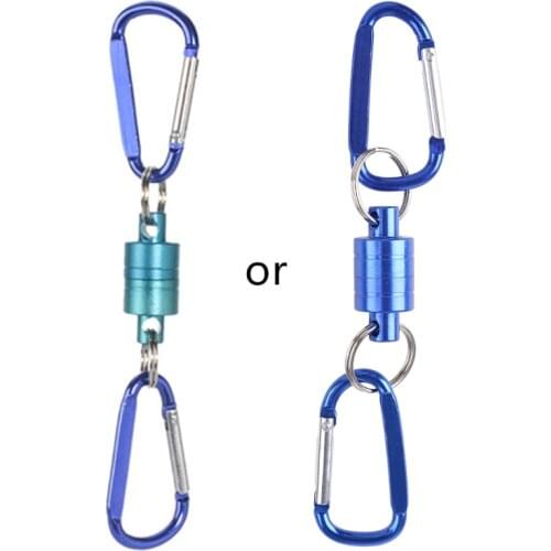 RXBC Outdoor Fishing Hiking Magnetic Net Release Hanging Holder Magnet Buckle Lanyard Double Keychain Hook Carabiners Clip